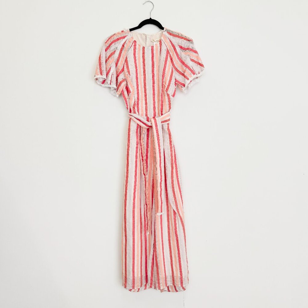 Stevie May Orange & Cream  "Never Let Me Go" Striped Jumpsuit - Sample Sz S